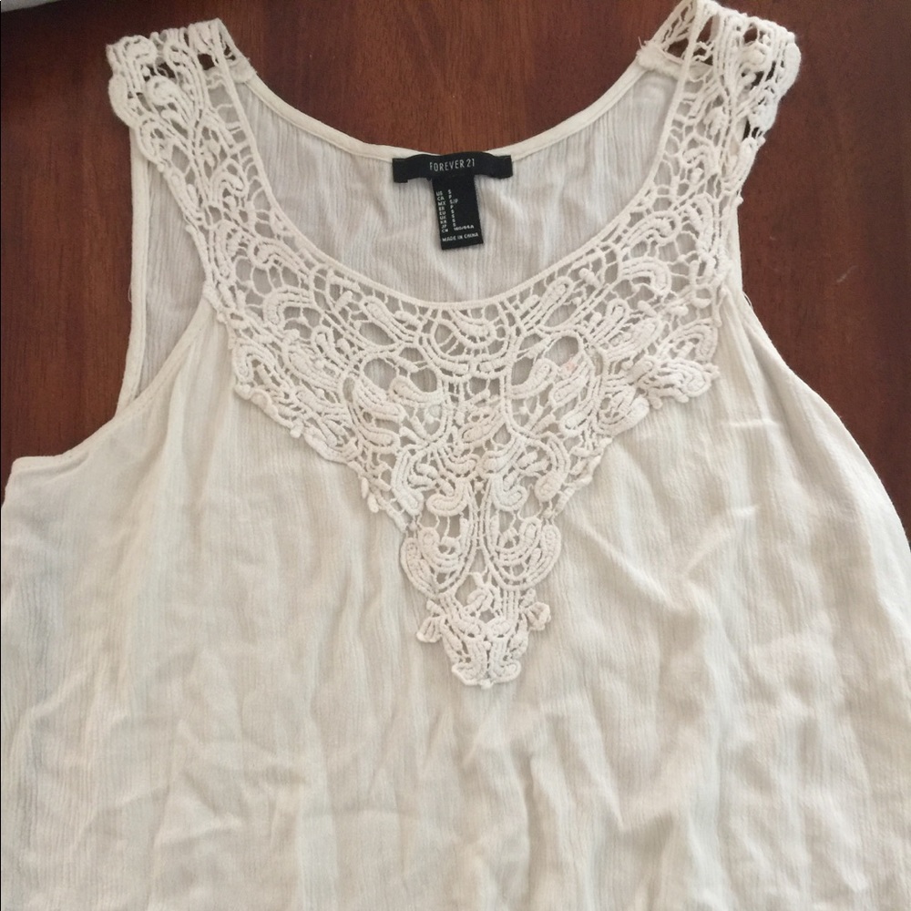 White/Cream Colored Crochet Tank Top